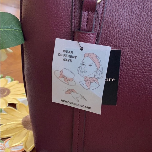 Nanette Lepore Myles Tote Bag with Scarf in Berry - Picture 6 of 7